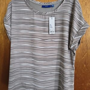 Apt. 9 Women's Striped Blouse - Gray and White